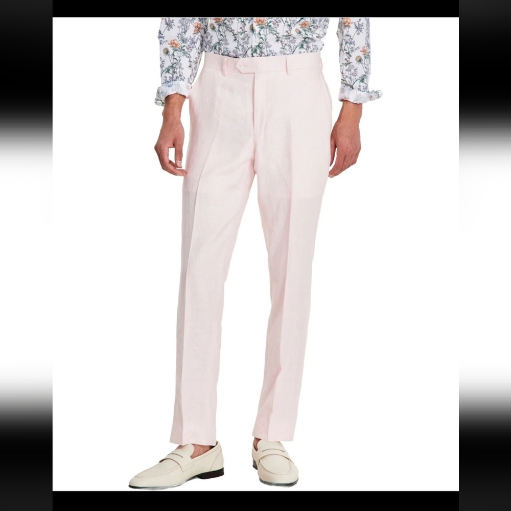 Bar III Mens 100% Linen Men's Slim-Fit Pants Pink  Sz 32Wx34L NWT